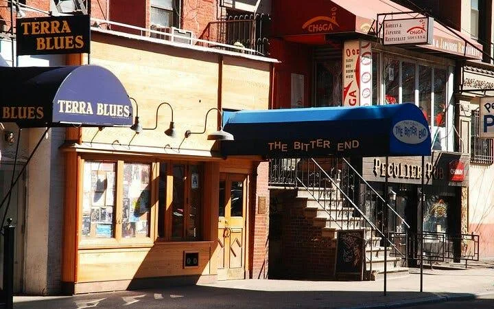 Music venue storefronts in Greenwich Village